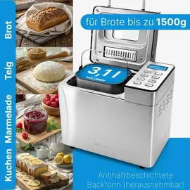Proficook ProfiCook® Brotbackautomat Antihaftbeschichtung, Timerfunktion 3.1 l Edelstahl