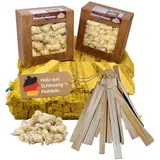 Landree Anfeuerholz-Spar-Set, 6 kg + 130 Stück Holzwolle Anzünder und Anmachholz, Holzwolle für Kamin, Ofen, Kaminofen, Grill und Smoker, nachhaltige Qualität aus Schleswig Holstein