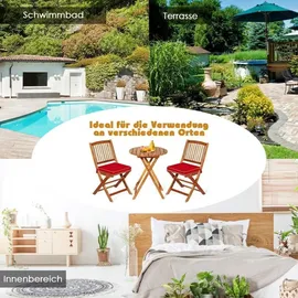 Goplus Gartenmöbel Set Akazienholz klappbar Rundtisch 2