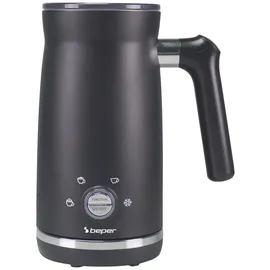 Beper P101CAF001 Elektrischer Milchaufschäumer, Milchaufschäumer mit Deckel, 300 ml, Schwarz, 4 Funktionen, Leistung 500W