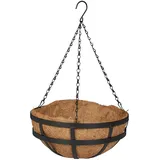 Relaxdays Blumenampel 3er Set, Kokoseinlage, HxD: 50x31 cm, Hängepflanzen, innen & außen, Metallgestell, braun/schwarz
