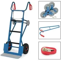 fetra Gerätekarre 11050 - Tragkraft 400kg Schaufel 19x55cm Komplettausrüstung mit Treppensternen, Tragholm und Spanngurt