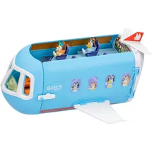Bluey 3-in-1 Flugzeug-Spielset zum Ausklappen; Verwandlung von Flugzeug in Hotelresort & Boot! 70 cm breites Urlaubsresort-Spielset; 25+ Geräusche; 15 Spielzeugteile; 2 Exklusive Figuren Bingo