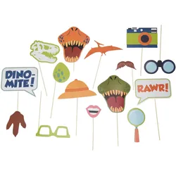 Fotobox Requisiten Dinosaurier 18er Set Fotorequisiten Fotos Selfies Foto Zubehör Accessoires Fotoutensilien Fotoaccessoires Bunt Mix