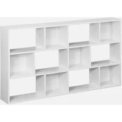 Weißes asymmetrisches Bücherregal Pieter, 3 Regale, 12 Aufbewahrungsfächer