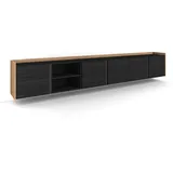 SKRAUT HOME Lowboard 309x50 cm Schwarz Eiche Holzwerkstoff