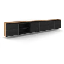 SKRAUT HOME Lowboard 309x50 cm Schwarz Eiche Holzwerkstoff