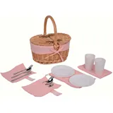UNUS Picknickkorb für Kinder oval aus Weide mit Stoffauskleidung - Komplettset für 2 Personen mit Besteck, Tellern und Bechern - Tragbarer Weidenkorb für Picknick und Ausflüge