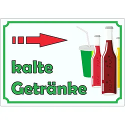 kalte Getränke Aufkleber mit Pfeil rechts A0 (841x1189mm)