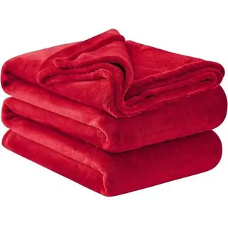 Kuscheldecke Fleecedecke XXL Couchdecke Sofadecke rot 220 x 240 cm Rot