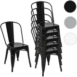 6er-Set Stuhl HWC-A73, Bistrostuhl Stapelstuhl, Metall Industriedesign stapelbar ~ schwarz