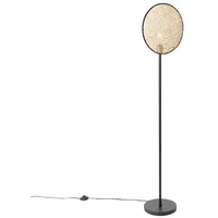 QAZQA Ländliche Stehlampe schwarz mit Rattan 35 cm -