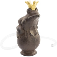 com-four® Wasserspeier Froschkönig, Brunnenfigur aus Gusseisen im Frosch-Design mit goldfarbener Krone, mit 2,5W Pumpe