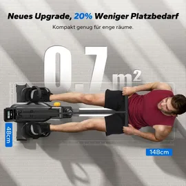 Merach Magnetisches Rudergerät im Hai-Design – 16 Stufen, lcd & Bluetooth, extra leises Bremssystem, klappbar