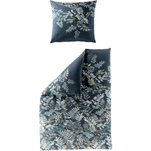 BIERBAUM Bettwäsche Mako-Satin, blau % 155x220cm, mit 1 Kissen) - 135x200cm, mit 1 Kissen