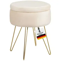 Albatros Hocker mit Stauraum Cannes Sitzhocker mit Stauraum, Modernes Design, Edler Samt-Bezug Sitztruhe Sitzbank mit Stauraum optimal als Fußhocker Hocker Schminktisch, Beige