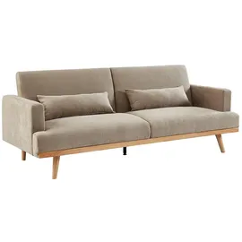 vente-unique Schlafsofa Polyester 3-Sitzer Beige