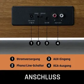 Lenco LS-410WA - Plattenspieler mit 4 eingebauten Lautsprechern - 40 Watt RMS - Bluetooth® - Holz - Braun/Naturbelassen