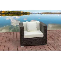 OUTFLEXX Sessel, braun marmoriert, Polyrattan, 90 x 85 x 70 cm, wasserfeste Kissenbox