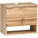 welltime Waschbeckenunterschrank »Stubach«, Bad Schrank, Abdeckplatte mit Baumkante, Breite 60 cm