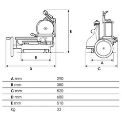 Fac - Allesschneider Manuelles Schwungrad Modell 250 VO C (CURVYLINE) mit geblümtem Schwungrad - ROT