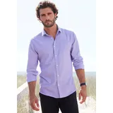 H.I.S. Langarmhemd H.I.S, Herren, Gr. XL (43/44), N-Gr, lila, Web, Obermaterial: 100% Baumwolle, unifarben, regular fit, Rundhals, Manschette, Hemden, mit Kentkragen, Oxford-Qualität aus reiner Baumwolle