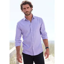 H.I.S. Langarmhemd H.I.S, Herren, Gr. XL (43/44), N-Gr, lila, Web, Obermaterial: 100% Baumwolle, unifarben, regular fit, Rundhals, Manschette, Hemden, mit Kentkragen, Oxford-Qualität aus reiner Baumwolle