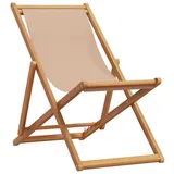 vidaXL Strandstuhl Klappbar Taupe Massivholz Eukalyptus und Stoff