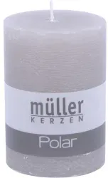 Müller Kerzen Polar Stumpenkerzen 100/68 mm, Raureif-Effekt 5461007281 , 1 Packung = 4 Stück, schiefer