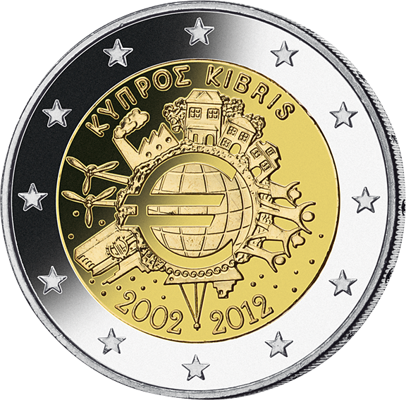 2 Euro Gedenkmünze "10 Jahre Euro" 2012 aus Zypern