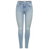 ONLY Damen Jeans ONLBLUSH LIFE MID SK RAW REA306 Skinny Fit Blau 15164319 Normaler Bund Reißverschluss M | 30
