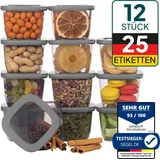uandu Vorratsdosen mit Deckel Luftdicht Set, BPA frei, Aufbewahrungsbox Küchenorganizer, Vorratsbehälter Mehl Aufbewahrung Küche - 12x550... | Grau