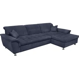 DOMO collection Ecksofa DOMO COLLECTION "Franzi Steppung im Sitzbereich B7T/H: 278/162/80 cm, L-Form", blau (marine), B:278cm H:80cm T:171cm, Flachgewebe (100% Polyester);Chenille (100% Polyester), Sofas, Ecksofa, wahlweise mit Bettfunktion, Bettkasten und