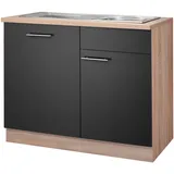 wiho Küchen Spülenschrank »Montana«, 110 cm breit, inkl. Tür/Griff/Sockel für vollint. Geschirrspüler, grau