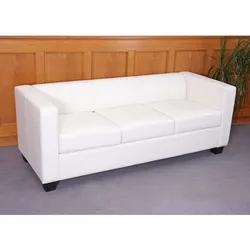 3er Sofa Lille, Kunstleder ~ weiß