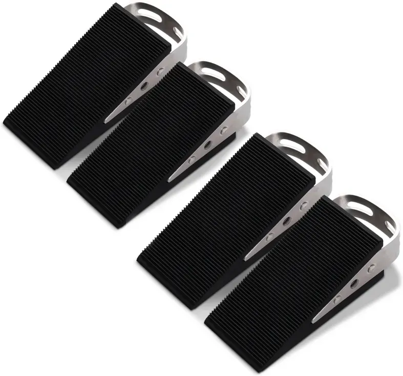 FLORA GUARD 4er-Pack Türkeile aus Gummi – robuste, kratzfreie, rutschfeste Türstopper mit 4 Edelstahl-Haltern