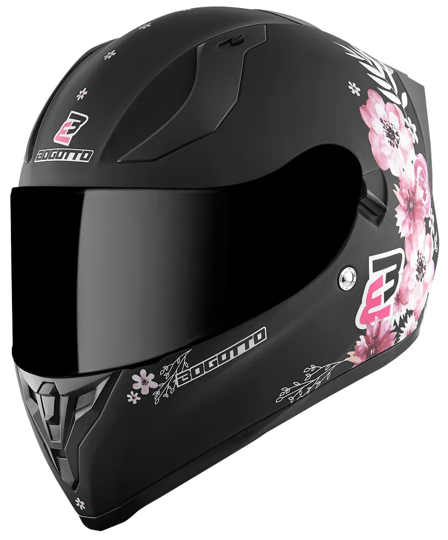 Bogotto H128 Fiori Helm, schwarz-pink, Größe L für Frauen