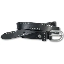 Nietengürtel SILBERGIFT, Damen, Gr. 85, schwarz, Leder, unifarben, feminin,klassisch,modisch,sportlich, Gürtel, Sportive partielle Nietenapplikation