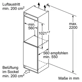 Bosch Serie 2 KIR31NSE0 Einbaukühlschrank (165 l, 1021 mm hoch)