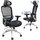 Vevor Bürostuhl Ergonomisch, Schreibtischstuhl mit Verstellbarer Kopfstütze 80 mm, mit Armlehnen Lendenwirbelstütze, Drehstuhl Wippfunktion, Chefsessel aus Mesh, Rückenschonend, Bürostuhl 130 kg