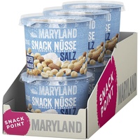 Maryland Snack Nüsse geröstet & gesalzen 275g Becher Vorratspack Erdnüsse, Cashewkerne und Mandeln in Nussmischung Wiederverschließbarer Becher (6 x 275g)