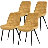 ML-Design Esszimmerstühle 4Er Set Senfgelb Sitzfläche aus Samt mit Rückenlehne