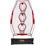 Vevor Fußballtrainer Wurfnetz Übungsnetz (168 x 77 x 245 cm) mit 3 Zieltaschen & tragbarer Aufbewahrungstasche & Gurten, Wurfziel-Training für die Passgenauigkeit des Quarterbacks, rot