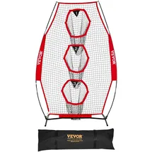 Vevor Fußballtrainer Wurfnetz Übungsnetz (168 x 77 x 245 cm) mit 3 Zieltaschen & tragbarer Aufbewahrungstasche & Gurten, Wurfziel-Training für die Passgenauigkeit des Quarterbacks, rot