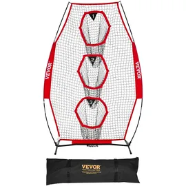 Vevor Fußballtrainer Wurfnetz Übungsnetz (168 x 77 x 245 cm) mit 3 Zieltaschen & tragbarer Aufbewahrungstasche & Gurten, Wurfziel-Training für die Passgenauigkeit des Quarterbacks, rot