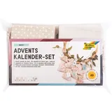 Folia Adventskalender-Set BASIC, Stoffbeutel, 49-teilig, Beutelgröße 10x13cm, mit Motivdruck