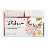 Folia Adventskalender-Set BASIC, Stoffbeutel, 49-teilig, Beutelgröße 10x13cm, mit Motivdruck