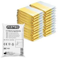 FLEXEO Erste-Hilfe-Set Rettungsdecken, (20 St), Rettungfolie gold/silber Erste-Hilfe-Decke goldfarben|silberfarben