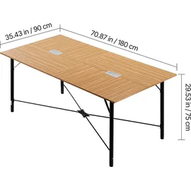 Vevor Konferenztisch Besprechungstisch für 6-8 Personen 180 x 90 cm (L x B) rechteckiger Kombinationsschreibtisch Meetingtisch Mehrzwecktisch Pausentisch mit Metallbeinen für Büro Konferenzraum