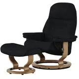 Stressless Relaxsessel Leder 75 x 100 x 73 cm Schwarz mit Hocker